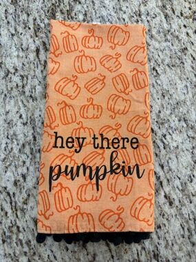 Orange 'Hey There Pumpkin' Decorative kitchen towel